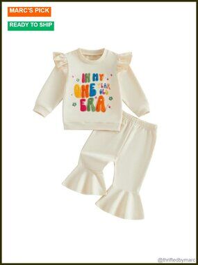 Baby Girl 1st Birthday Outfit Sweatshirt Flared Pants Set Fall Clothes